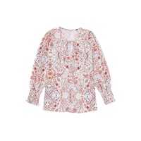 Azura Exchange Boho Print Shirred Cuffs Blouse - M thumbnail