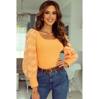 Azura Exchange Puff Sleeve Ribbed Knit Top - XL thumbnail