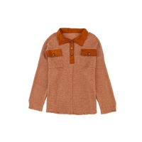 Azura Exchange Button Contrast Trim Waffle Knit Top - XL thumbnail