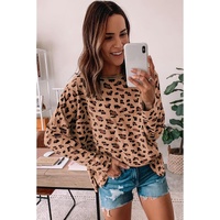 Azura Exchange Animal Print Stitching Loose Long Sleeve Top - L thumbnail