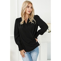 Azura Exchange Elegant Surplice Neck Draped Blouse - S thumbnail