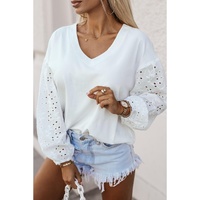 Azura Exchange Embroidered Patchwork Puff Sleeve Blouse - XL thumbnail
