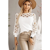 Azura Exchange Floral Lace Splicing Long Sleeve Top - S thumbnail
