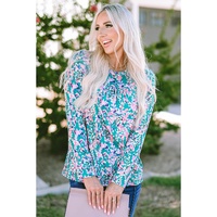 Azura Exchange Elegant Floral Print Long Sleeve Blouse - M thumbnail