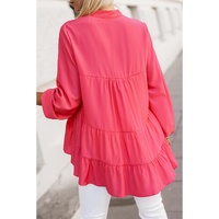 Azura Exchange Half Buttoned Ruffle Tiered Long Sleeve Blouse - S thumbnail