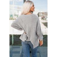 Azura Exchange Colorblock Stitching Irregular Hem Long Sleeve Top - XL thumbnail