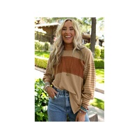 Azura Exchange Colorblock Striped Bishop Sleeve Top - S thumbnail