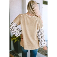 Azura Exchange Patchwork Leopard Print Lantern Sleeve Top - M thumbnail