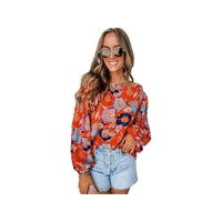Azura Exchange Floral Print Ruffle Puff Sleeve Blouse - XL thumbnail