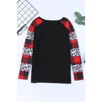Azura Exchange Plaid & Leopard Print Off Shoulder Top - S thumbnail