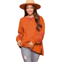 Carrot Fleece Patchwork Side Slits High Low Sweatshirt - L thumbnail