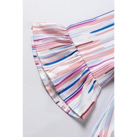 White Multicolor Striped Splash Half Sleeve Blouse - M thumbnail