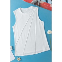 White Crew Neck Pleated Tank Top - XL thumbnail