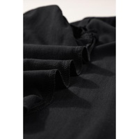 Black Button Split Neck Ruffled Trim Tank Top - XL thumbnail