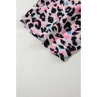 Pink Multicolor Leopard Print V Neck Oversized Blouse - L thumbnail