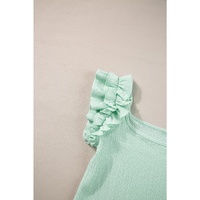 Clearly Aqua Ruffle Strap Crinkle Textured Tank Top - L thumbnail
