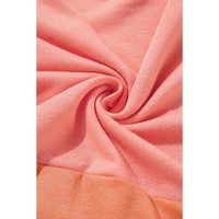 Grapefruit Orange Contrast Color Patchwork Oversized Side Split Top - L thumbnail