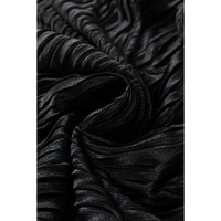 Black Textured Bubble Sleeve V Neck Loose Blouse - L thumbnail