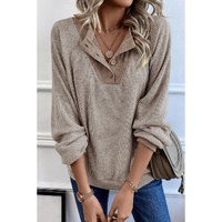 Jet Stream Color Contrast Ribbed Loose Fit Long Sleeve Top - L thumbnail