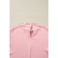 Gossamer Pink Swiss Dot Balloon Sleeve Loose Blouse - L thumbnail