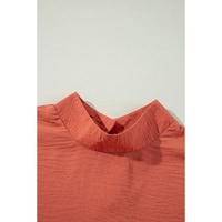 Russet Orange Swiss Dot Balloon Sleeve Loose Blouse - L thumbnail