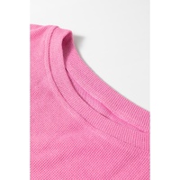 Sachet Pink Exposed Seam Striped Color Block Patchwork Long Sleeve Top - M thumbnail