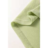 Mint Green Striped Patchwork Textured Colorblock 3/4 Sleeve Knit Top - L thumbnail
