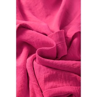 Rose Red Solid Color Shirred Cuff Notch V Neck Blouse - XL thumbnail