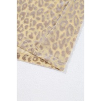 Beige Leopard Velvet Burnout Off Shoulder Long Sleeve Blouse - L thumbnail