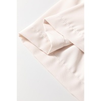 White Bow Tie Short Puff Sleeve Ruffle Hem Blouse - L thumbnail