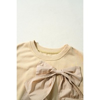 Parchment Two Tones Ribbon Bow Ruffle Sleeve Top - XL thumbnail