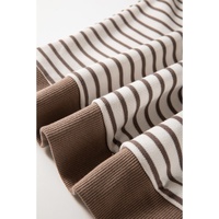 Parchment Contrast Detail Striped Ruffle Short Sleeve Top - L thumbnail