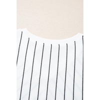 Black Stripe Chevron Striped V Neck Long Sleeve Casual Top - L thumbnail
