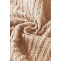 Beige Solid Color Textured Flutter Sleeve Top - XL thumbnail