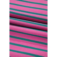 Pink Stripe Colorblock Ruffled Sleeve Crew Neck Blouse - L thumbnail