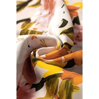 Russet Orange Ruffled V Neck Scalloped Short Sleeve Floral Blouse - L thumbnail