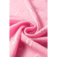 Pink Mesh Bow Pattern Long Sleeve Top - M thumbnail