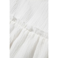 White Textured Ruffled Trim V Neck Flutter Flowy Top - XL thumbnail