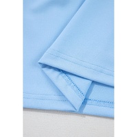 Beau Blue Floral Mesh Puff Sleeve Crew Neck Top - L thumbnail