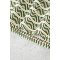 Green Stripe Contrast Edge Short Batwing Sleeve T Shirt - L thumbnail