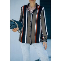 Black Brown Striped Modern Women Shirt - XL thumbnail