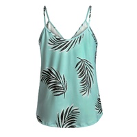 Green Tropical Plant Print Tank Top - S thumbnail
