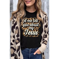 Azura Exchange Leopard Letter Print Crewneck Graphic Tee - M thumbnail