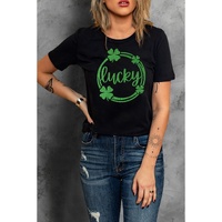 Azura Exchange Sequin Lucky Clover Print T-shirt - M thumbnail
