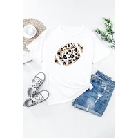 Azura Exchange White Leopard Heart Shape Rugby Print Short Sleeve T Shirt - 2XL thumbnail