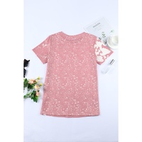 Pink Tie Dye Color Bleached Short Sleeve T Shirt - M thumbnail