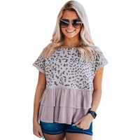 Azura Exchange Leopard Tiered Ruffle Top - M thumbnail