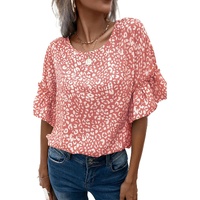 Azura Exchange Leopard Ruffle Sleeve T-Shirt - XL thumbnail