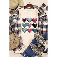 Azura Exchange Valentines Multi Pattern Heart Print T-Shirt - M thumbnail
