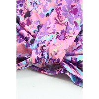 Azura Exchange Lavender Floral Print Cold Shoulder Blouse - S thumbnail